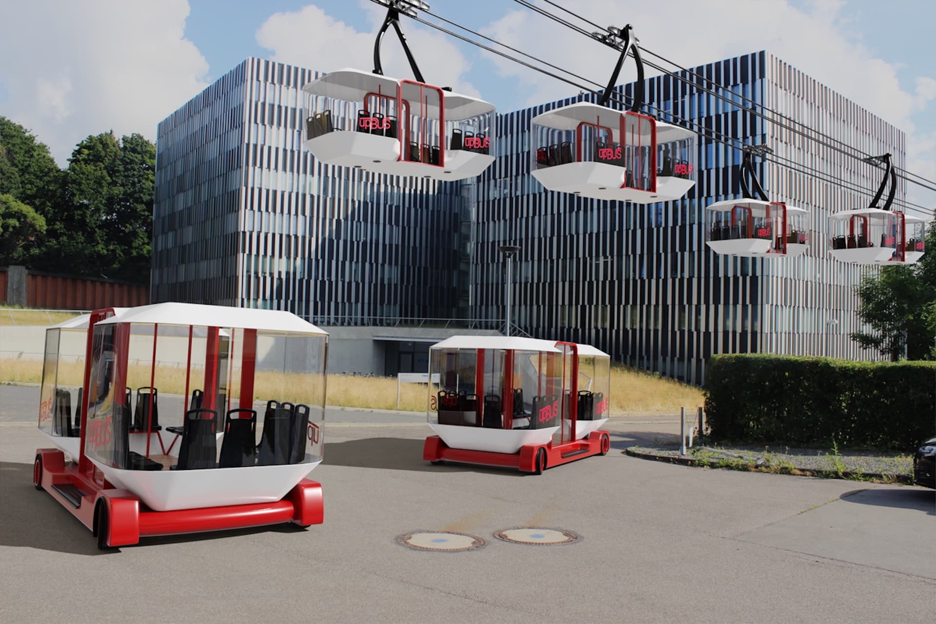 Cover Image for UpBus kombiniert autonomen Elektrobus mit Seilbahnsystem
